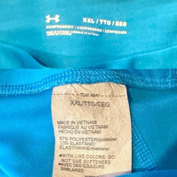 Under Armour UA Blue HeatGear High No-Slip Waistband Ankle Leggings Size XXL - Picture 11 of 11